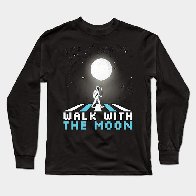 Astronaut Space: Walk With The Moon Long Sleeve T-Shirt by POD Anytime